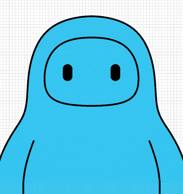 Museum mascot in blue